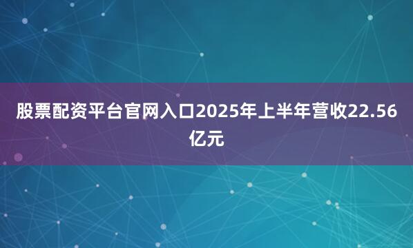股票配资平台官网入口2025年上半年营收22.56亿元