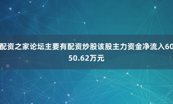配资之家论坛主要有配资炒股该股主力资金净流入6050.62万元